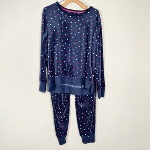 Kate Spade NY Womens Sleepwear Size M Blue Polka Dots Fleece